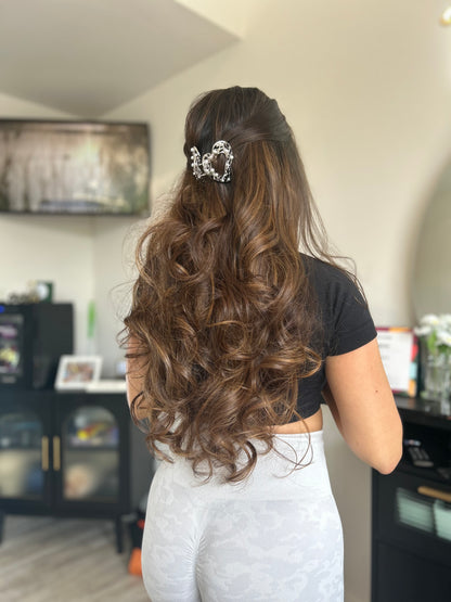 Navigating hair loss she chose extensions for added fullness with highlights at The Chic Studio